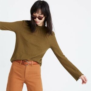 MADEWELL Texture & Thread Ruffled Smocked Mock Neck Top Size S